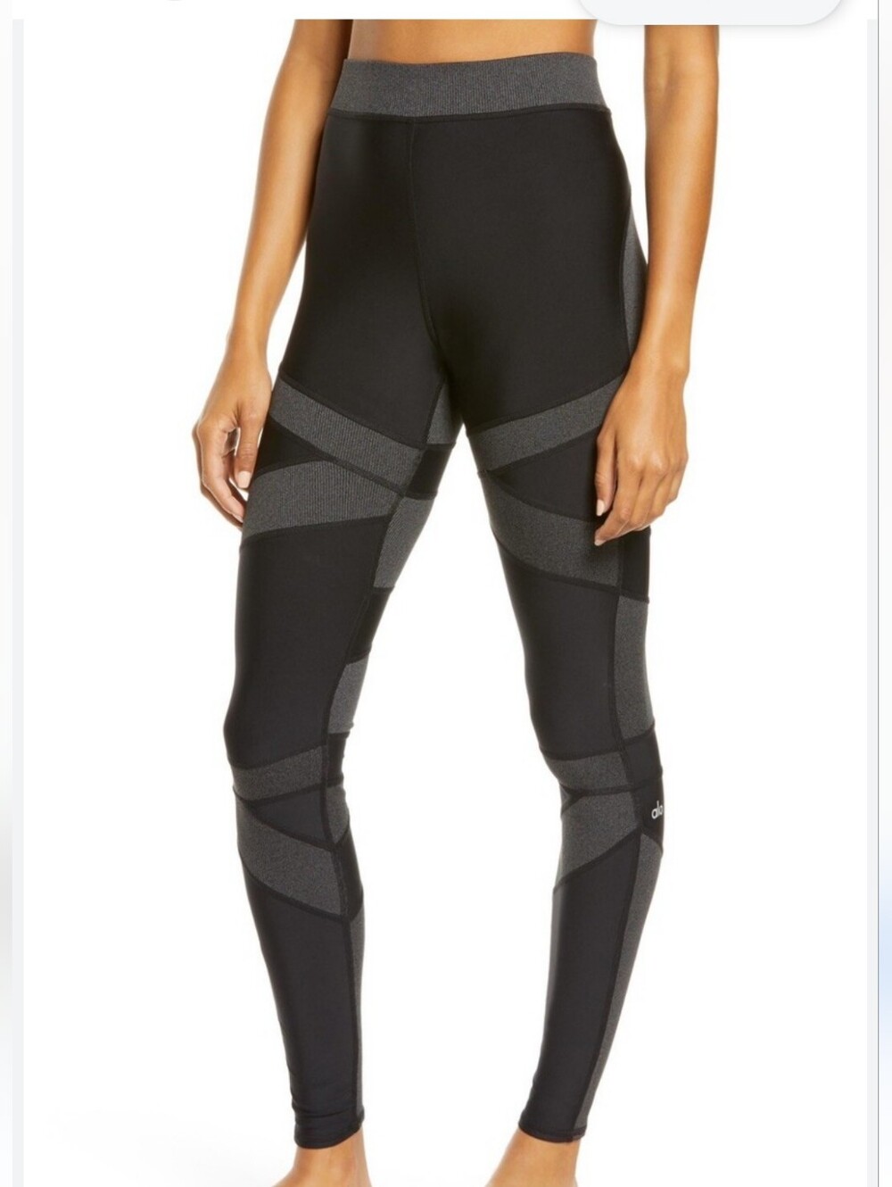 Alo yoga High-Rise Level Up Black & Gray Colorblock Active Leggings Size: M